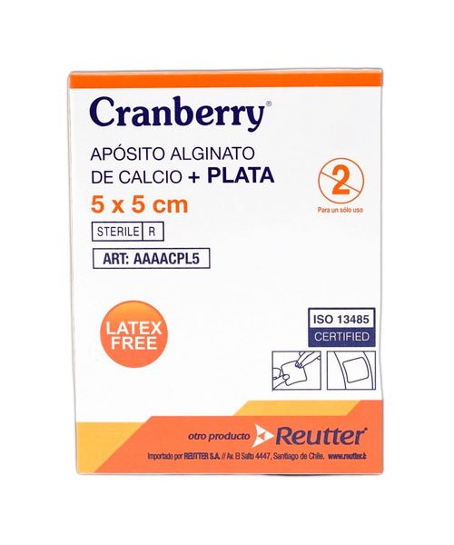 Apósito alginato de calcio+plata 5x5 cm Cranberry - Imagen 2