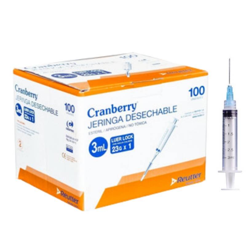 Jeringa 3cc lock c/a 23x1 Cranberry - Imagen 2