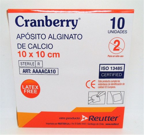 Apósito alginato de calcio 10x10cm Cranberry