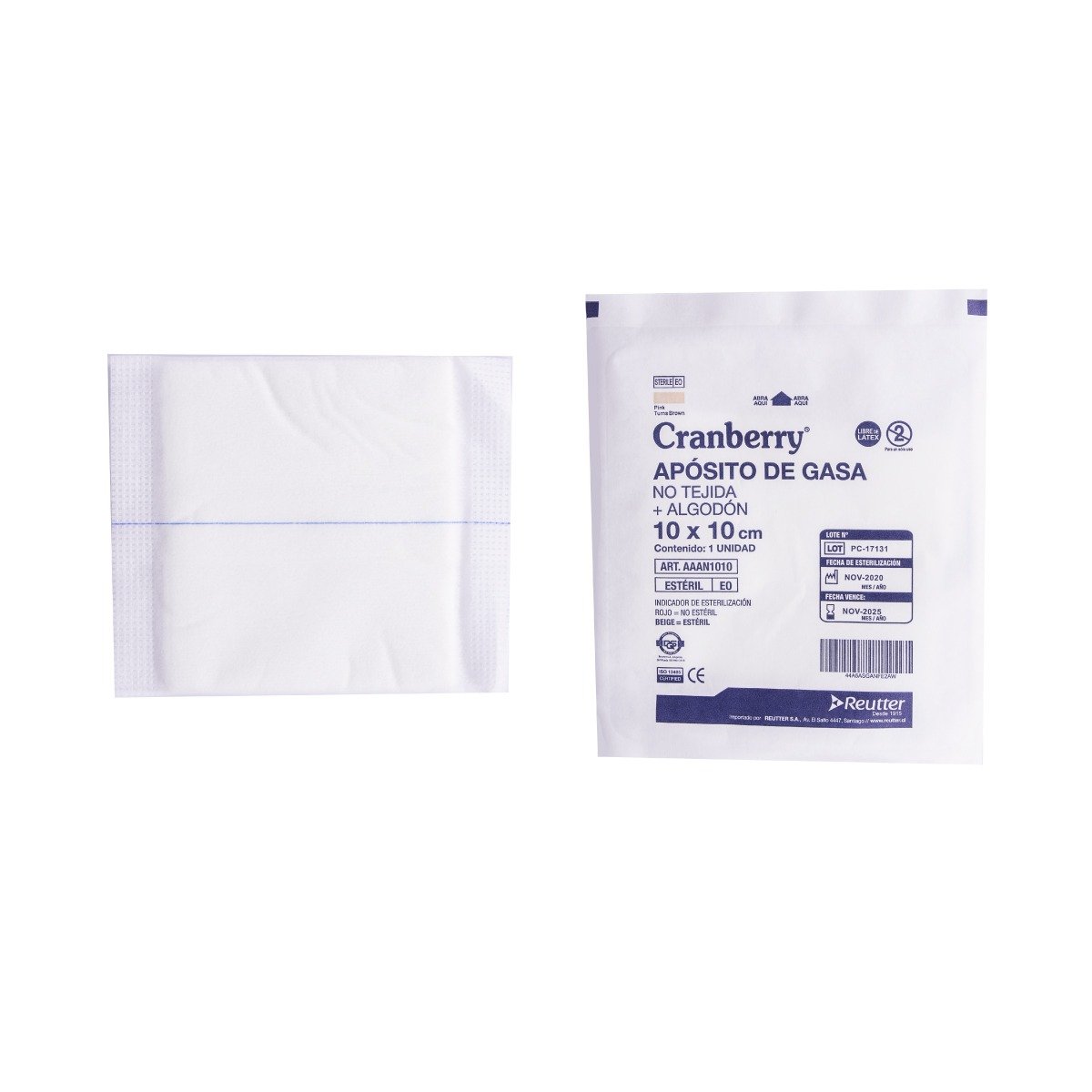 Apósito de gasa no tejida con algodón estéril Cranberry