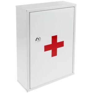 Botiquín blanco metálico de muro