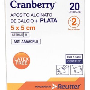 Apósito alginato de calcio+plata 5x5 cm Cranberry