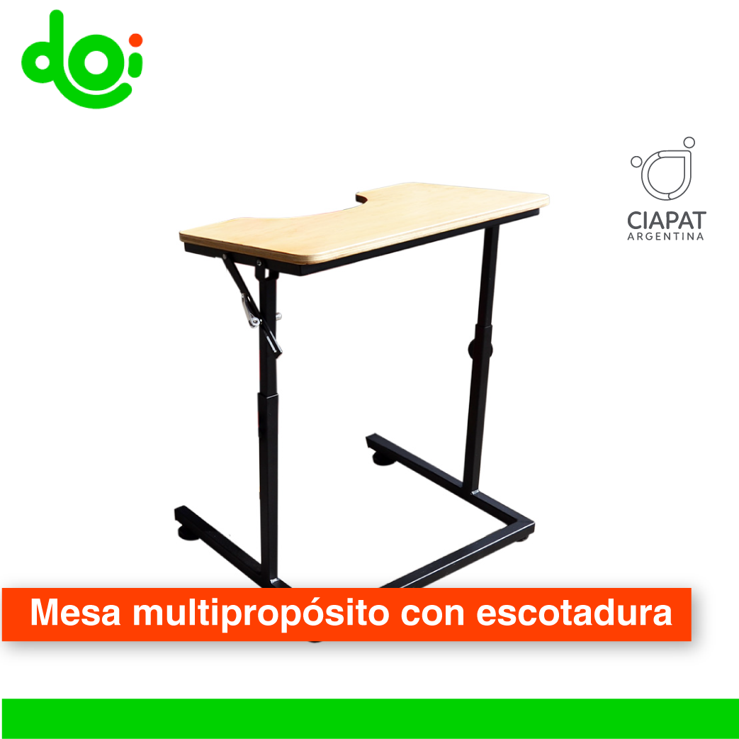 Mesa con escotadura y regulación