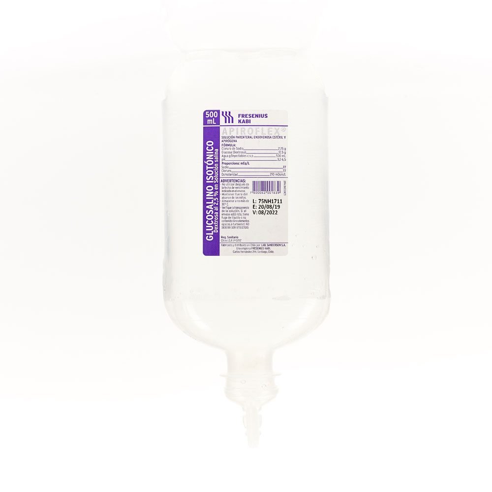 Suero glucosalino isotónico 2,5% 500ml unid